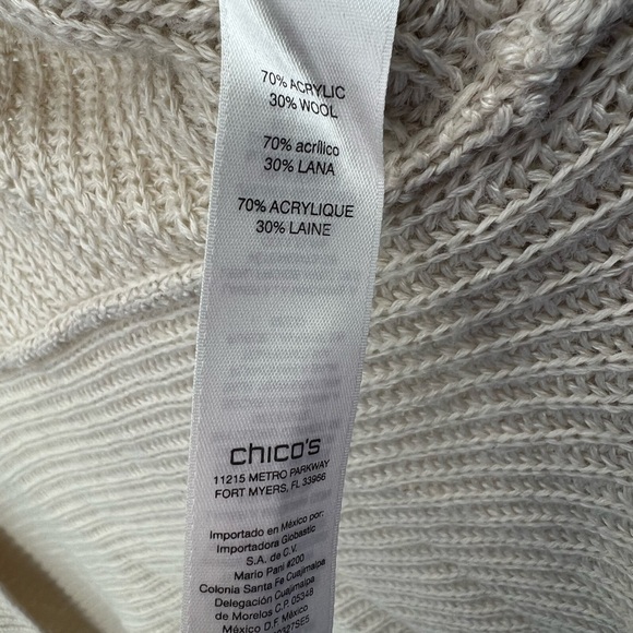 Chico’s wool blend single button large collar sleeveless cardigan sweater vest M - Picture 5 of 7